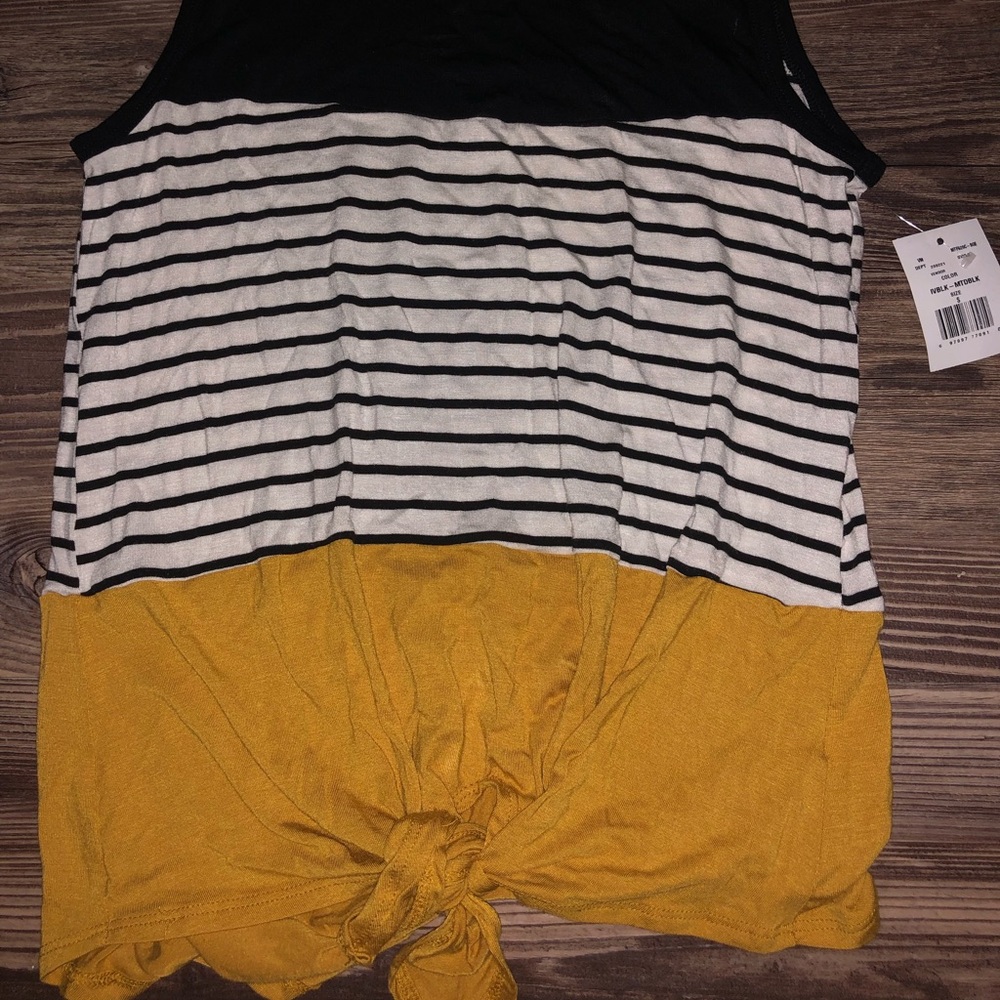 Moa moa brand black, white striped yellow tank